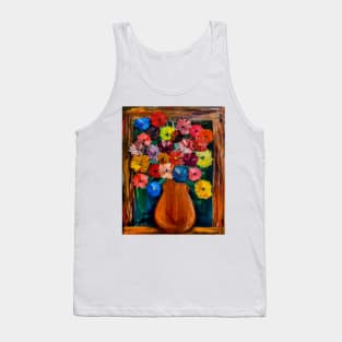 Some abstract mixed flowers in a metallic vase Tank Top